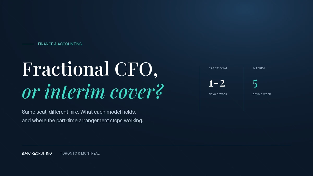 Fractional CFO or interim cover, one to two days a week against five